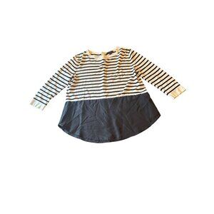 Cos Womens Striped Knit Top With Button Back Detail & Black Hem